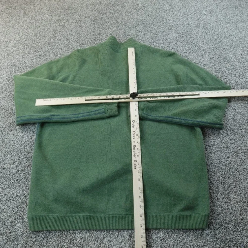 Tommy Bahama Sweater Mens L‎ Green 1/4 Zip Pullover Knit Long Sleeve Sweatshirt